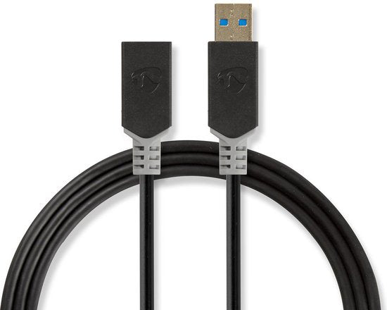 Nedis USB-Kabel - USB - USB-A Male - USB-A Female - Verguld - m - Rond - PVC - Antraciet - Doos - afbeelding 7