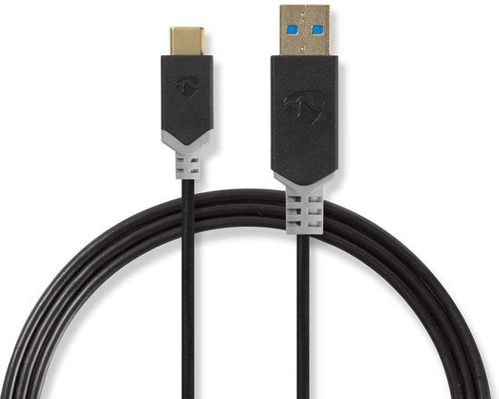 Nedis USB-Kabel - USB 3.2 Gen 1 - USB-A Male - USB-C Male - 60 W - 5 Gbps - Verguld - 1.00 m - Rond - PVC - Antraciet - Doos - afbeelding 12