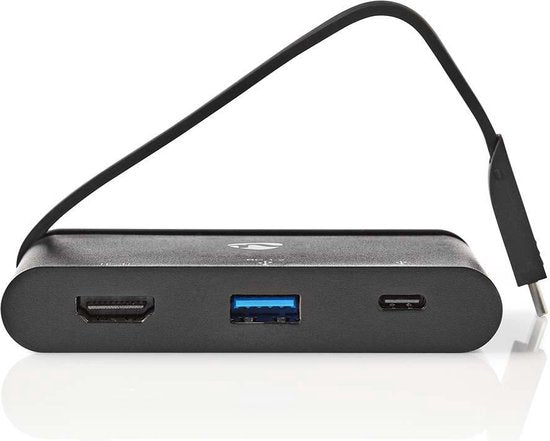 USB Multi-Port Adapter - USB 3.2 Gen 1 - USB-C Male - HDMI Female / USB-A Female / USB-C Female - Rond - Vernikkeld - Zwart - Window Box met Euro Lock - afbeelding 3