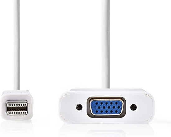 Nedis Mini DisplayPort-Kabel - DisplayPort 1.2 - Mini-DisplayPort Male - VGA Female 15p - 21.6 Gbps - Vernikkeld - 0.20 m - Rond - PVC - Wit - Polybag - afbeelding 3