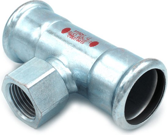 Steelpres C-staal M persfitting T-stuk met 1/2inch binnendraad FxRpxF - afbeelding 1