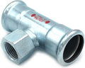 Steelpres C-staal M persfitting T-stuk met 1/2inch binnendraad FxRpxF - afbeelding 1