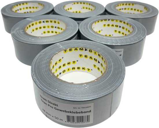 6 x Titan Pro Duct tape 48mm x 50 meter Grijs - afbeelding 1