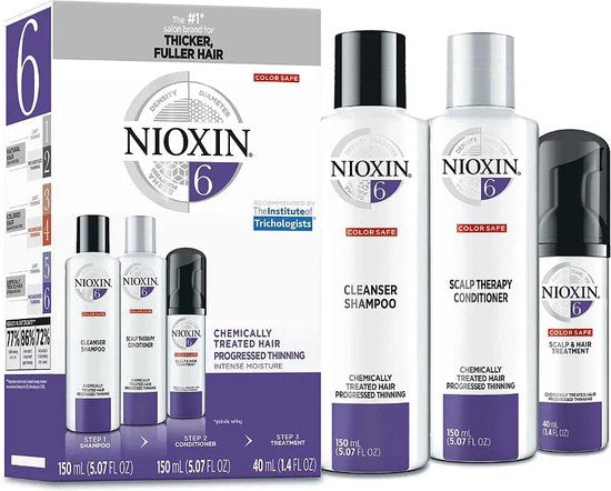Nioxin 3-Delige Systeem 6 Chemisch Behandeld Haar met Gevorderd Dunner Wordend Haar Behandeling Hoofdhuid Therapie Haar Verdikkingsbehandeling - afbeelding 1