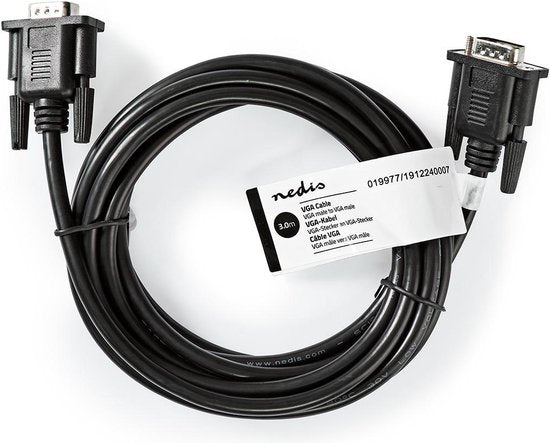 Nedis VGA-Kabel - VGA Male - VGA Male - Vernikkeld - Maximale resolutie: 1024x768 - 3.00 m - Rond - ABS - Zwart - Label - afbeelding 2