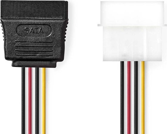 Nedis Interne Voedingskabel - Molex Male - SATA 15-Pins Female - Verguld - 0.15 m - Rond - PVC - Multicolour - Doos - afbeelding 2