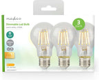 Nedis LED-Filamentlamp E27 - A60 - 7 W - 806 lm - 2700 K - Dimbaar - Warm Wit - Retrostijl - 3 Stuks - afbeelding 2