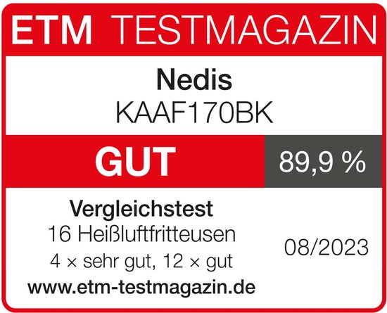 Nedis Airfryer XXL - 7,2L - Digitale Display - 8 Programma's - Tot 6 Personen - Zwart - afbeelding 4
