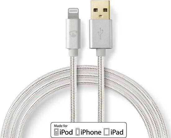 Nedis Lightning Kabel - USB 2.0 - Apple Lightning 8-Pins - USB-A Male - 480 Mbps - Verguld - 1.00 m - Rond - Gevlochten / Nylon - Aluminium - Cover Window Box - afbeelding 2