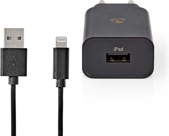 Nedis Oplader - 12 W - Snellaad functie - 1x 2.4 A - Outputs: 1 - USB-A - Lightning 8-Pins (Los) Kabel - 1.00 m - Single Voltage Output - afbeelding 1