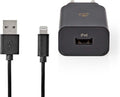 Nedis Oplader - 12 W - Snellaad functie - 1x 2.4 A - Outputs: 1 - USB-A - Lightning 8-Pins (Los) Kabel - 1.00 m - Single Voltage Output - afbeelding 1