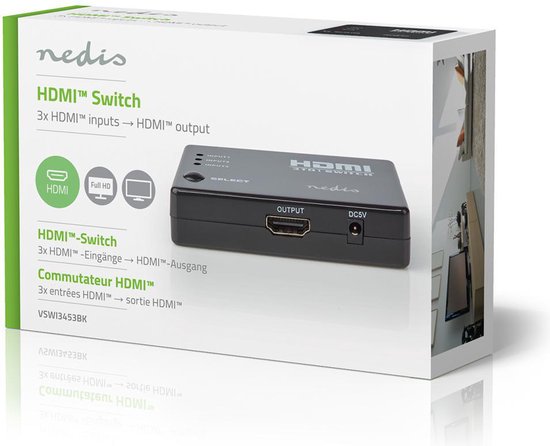 Nedis HDMI-Switch - 3 poort(en) - 3x HDMI Input - 1x HDMI Output - 1080p - 3.4 Gbps - ABS - Zwart - afbeelding 9