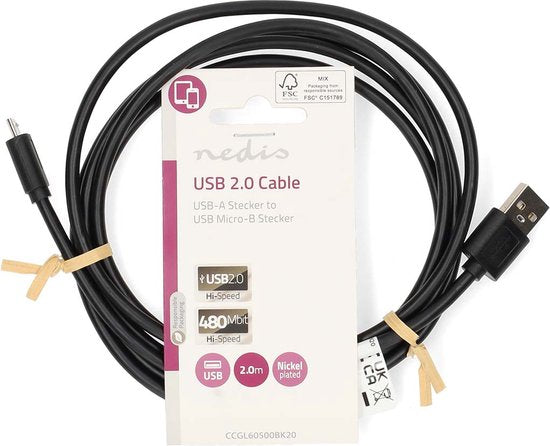 Nedis USB-kabel m 2.0 Micro-USB B Zwart - afbeelding 12