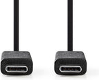 Nedis USB-Kabel - USB 3.2 Gen 2 - USB-C Male - USB-C Male - 15 W - 10 Gbps - Vernikkeld - 1.00 m - Rond - PVC - Zwart - Label - afbeelding 1