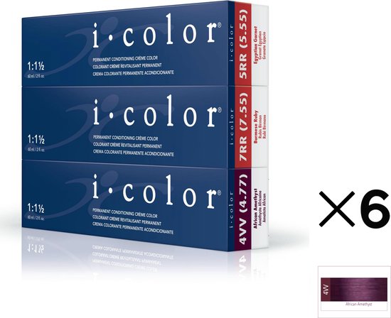 ISO i color Permanent Conditioning Crème Color 60ml 4VV African Amethyst x 6 tubes - afbeelding 1