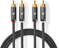 Nedis Stereo-Audiokabel - 2x RCA Male - 2x RCA Male - Verguld - 1.00 m - Rond - Grijs / Gun Metal Grijs - Cover Window Box - afbeelding 1