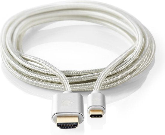 Nedis USB-C Adapter - USB 3.2 Gen 1 - USB-C Male - HDMI Connector - 4K@60Hz - 18 Gbps - 2.00 m - Rond - Verguld - Gevlochten / Nylon - Aluminium - Cover Window Box - afbeelding 1