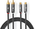 Stereo-Audiokabel - 2x RCA Male - 2x RCA Female - Verguld - 2.00 m - Rond - Grijs / Gun Metal Grijs - Cover Window Box - afbeelding 1