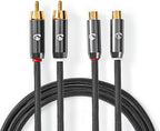 Stereo-Audiokabel - 2x RCA Male - 2x RCA Female - Verguld - 2.00 m - Rond - Grijs / Gun Metal Grijs - Cover Window Box - afbeelding 1