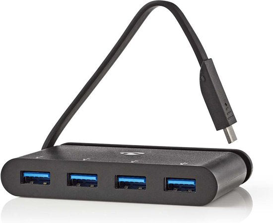 Nedis USB Multi-Port Adapter - USB 3.2 Gen 1 - USB-C Male - 4x USB-A - Rond - Vernikkeld - Zwart - Window Box met Euro Lock - afbeelding 8