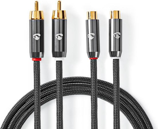 Nedis Stereo-Audiokabel - 2x RCA Male - 2x RCA Female - Verguld - 5.00 m - Rond - Grijs / Gun Metal Grijs - Cover Window Box - afbeelding 7