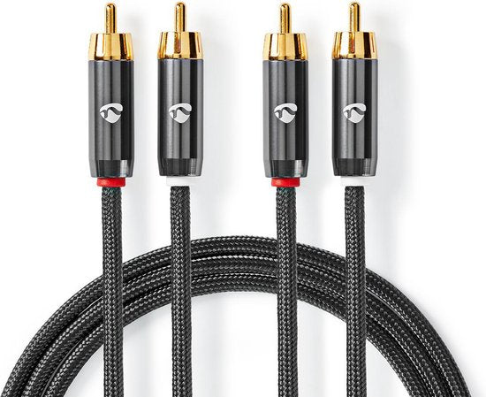 Nedis Stereo-Audiokabel - 2x RCA Male - 2x RCA Male - Verguld - 5.00 m - Rond - Grijs / Gun Metal Grijs - Cover Window Box - afbeelding 6
