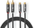Stereo-Audiokabel - 2x RCA Male - 2x RCA Female - Verguld - 2.00 m - Rond - Grijs / Gun Metal Grijs - Cover Window Box - afbeelding 13