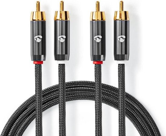 Nedis Stereo-Audiokabel - 2x RCA Male - 2x RCA Male - Verguld - 3.00 m - Rond - Grijs / Gun Metal Grijs - Cover Window Box - afbeelding 1