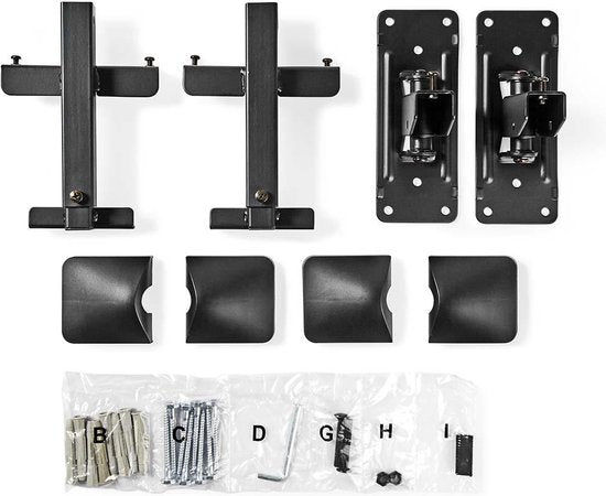 Speakerbeugel - Geschikt voor: Universeel - Plafond / Wand - 20 kg - Full Motion - Draaibaar - Staal - Zwart - afbeelding 8