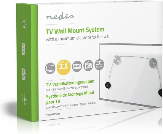 Nedis Vaste TV-Muurbeugel - 37-70 " - Maximaal schermgewicht: 50 kg - Minimale muurafstand: 14.5 mm - Montage draad - ABS / Staal - Metaal / Zwart - afbeelding 9