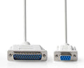 Nedis Seriële Kabel - D-SUB 25-Pins Male - D-SUB 9-Pins Female - Vernikkeld - 2.00 m - Rond - PVC - Ivoor - Label - afbeelding 1