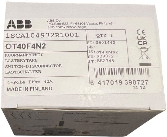 ABB Componenten SwitchLine - OT40F4N2 / Lastscheider 4P, 40 A bodem / DIN-rail montage, verkoop per: 1 x 1 stuk - 1SCA104932R1001, 6417019390727 | Aantal polen: 4 | Beschermingsgraad (NEMA): 1 | Vergrendelbaar: Nee | Beschermingsgraad frontzijde (IP) - afbeelding 4