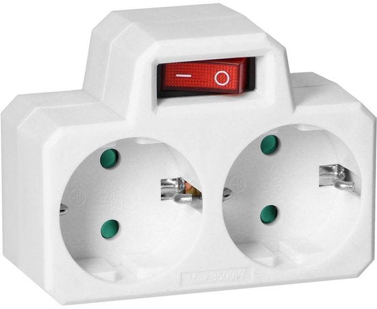Doorvoerstekker met schakelaar - 2x - Schuko - splitter - verdeelstekker - Wit - afbeelding 6