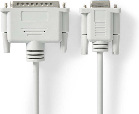 Nedis Seriële Kabel - D-SUB 25-Pins Male - D-SUB 9-Pins Female - Vernikkeld - 2.00 m - Rond - PVC - Ivoor - Label - afbeelding 3