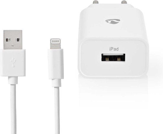 Nedis Oplader - 12 W - 1x 2.4 A - Outputs: 1 - USB-A - Lightning 8-Pins (Los) Kabel - 1.00 m - Single Voltage Output - Wit - afbeelding 13