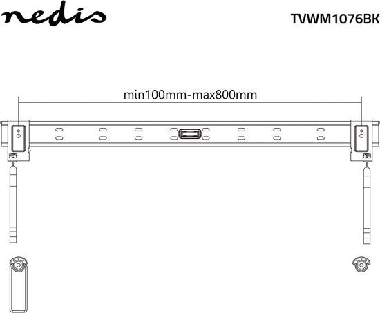Nedis Vaste TV-Muurbeugel - 43 - 90 " - Maximaal schermgewicht: 50 kg - Minimale muurafstand: 14.5 mm - Staal - Zwart - afbeelding 11