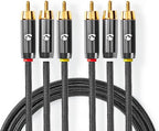 Nedis Composiet Videokabel - 3x RCA Male - 3x RCA Male - Verguld - 480p - 2.00 m - Rond - Katoen - Antraciet / Gun Metal Grijs - Cover Window Box - afbeelding 1