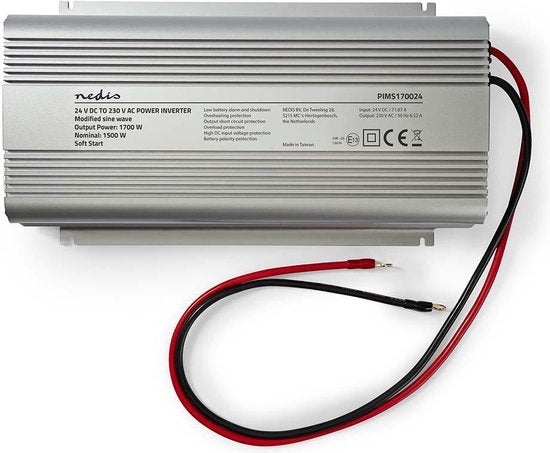Nedis Auto Omvormer 1700W – 24V / 230V – 2x Stopcontact – Gemodificeerde Sinusgolf – Schroefaansluiting – Spanningsomvormer - afbeelding 8