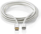 Nedis Premium 8-pins Lightning naar USB-C kabel - USB2.0 - tot 20V/3A / aluminium - meter Zilver — EAN 5412810313037