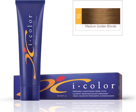 ISO i color Permanent Conditioning Crème Color 60ml 7G(7.3) Medium Golden Blonde - afbeelding 1