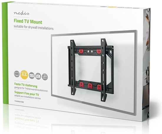 Nedis Vaste TV-Muurbeugel - 13-27 " - Maximaal schermgewicht: 15 kg - Minimale muurafstand: 24 mm - Staal - Zwart - afbeelding 4