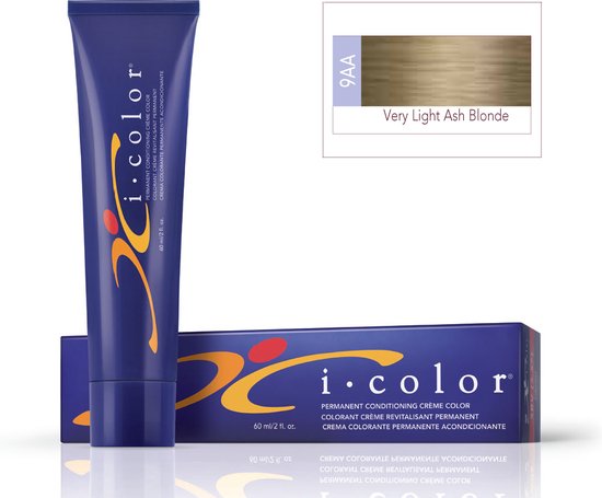 ISO i color Permanent Conditioning Crème Color 60ml 9AA(9.2) Very Light Ash Blonde - afbeelding 1