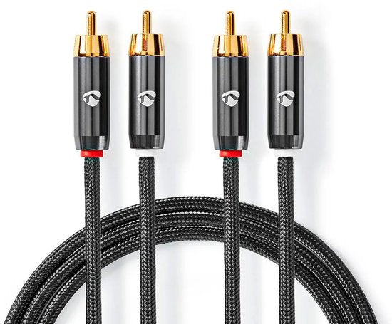 Nedis Stereo-Audiokabel - 2x RCA Male - 2x RCA Male - Verguld - 1.00 m - Rond - Grijs / Gun Metal Grijs - Cover Window Box - afbeelding 12