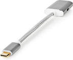 Nedis USB-C Adapter - USB 3.2 Gen 1 - USB-C Male - DisplayPort Female / USB-C Female - 4K@60Hz - Power delivery - 0.20 m - Rond - Verguld - Gevlochten / Nylon - Zilver - Cover Window Box - afbeelding 5