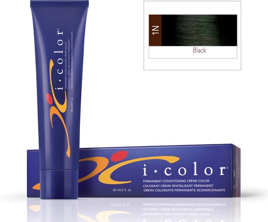 ISO i color Permanent Conditioning Crème Color 60ml 1N Black - afbeelding 1