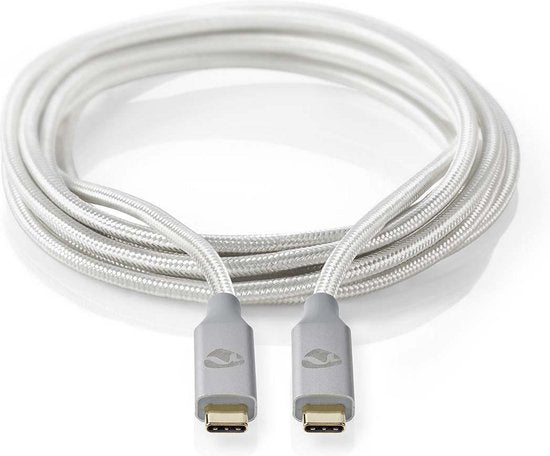Nedis USB-Kabel - USB 3.2 Gen 2x2 - USB-C Male - USB-C Male - 100 W - 4K@60Hz - 20 Gbps - Verguld - 1.00 m - Rond - Gevlochten / Nylon - Zilver - Cover Window Box - afbeelding 7