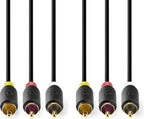 Nedis Composiet Videokabel - 3x RCA Male - 3x RCA Male - Verguld - 480p - 2.00 m - Rond - PVC - Antraciet - Window Box - afbeelding 1