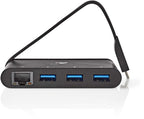 Nedis USB Multi-Port Adapter - USB 3.1 - USB-C Male - RJ45 Female / 3x USB-A - Rond - Vernikkeld - Zwart - Window Box met Euro Lock - afbeelding 3