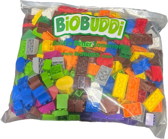 BiOBUDDi Bio BIG Bag – mix van 250 speelgoedstenen - 2,3 Kg compatible met oa DUPLO - afbeelding 4