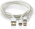 Nedis 3-in-1-Kabel - USB 2.0 - USB-A Male - Apple Lightning 8-Pins / USB Micro-B Male / USB-C Male - 480 Mbps - 1.00 m - Verguld - Rond - PVC - Aluminium - Cover Window Box - afbeelding 16